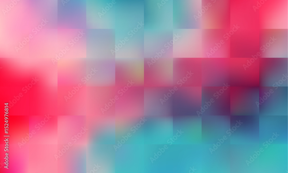 Poster green and pink colors lowpoly mosaic abstract background with blurred squares is perfect for creativ