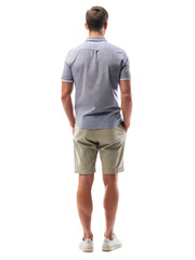 Obraz premium Young Man Standing in Casual Summer Clothes – Back View Transparent Background