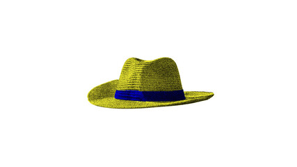 Yellow and Blue Stipple Rendered Classic Fedora Hat Style Accessory