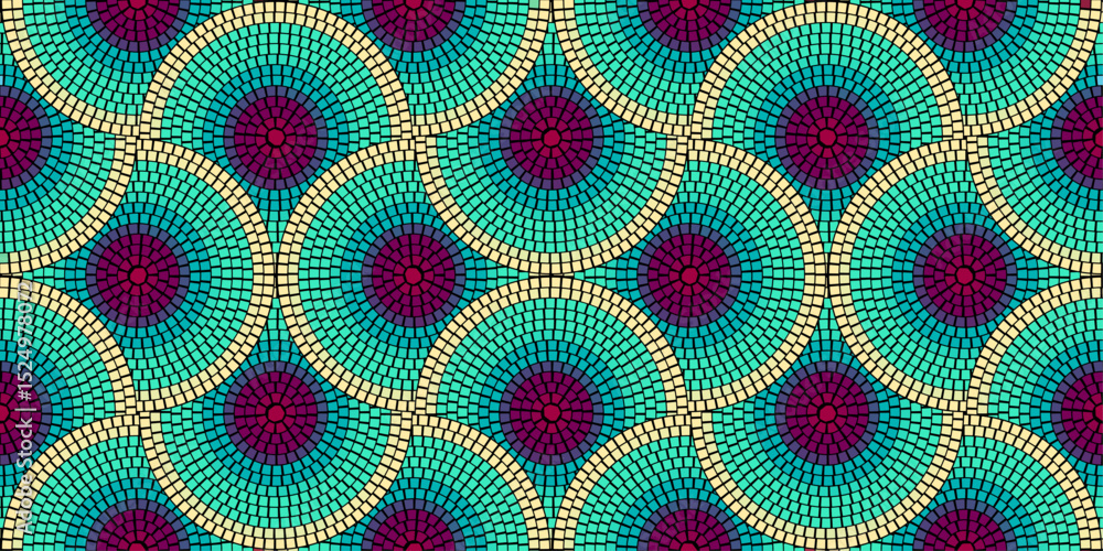 Poster seamless pattern with mosaic tiles, editable template. ancient mosaic ceramic tile pattern. vector i