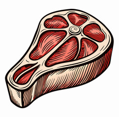 Hand-drawn illustration of a juicy beef steak