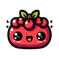 Obraz premium Cute cartoon rowan berry character with happy facial expression 