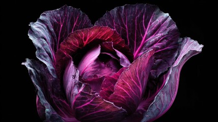 Obraz premium Close up shot of a beautiful purple cabbage vegetable