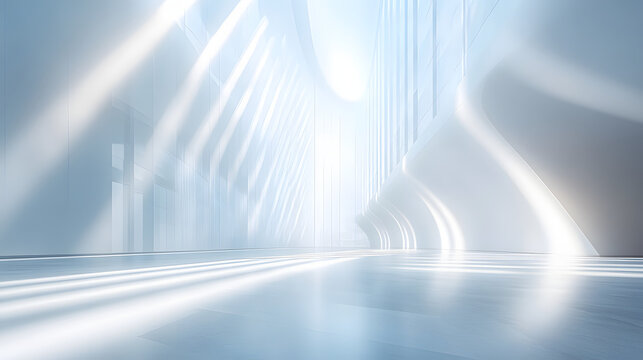 Smooth lines of blue light blur across a textured sky, evoking motion and abstract design