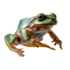 Fototapeta premium frog in leaping pose with extended legs, isolated on transparent background