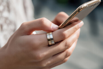 Ring and smartphone conveys joyful connection