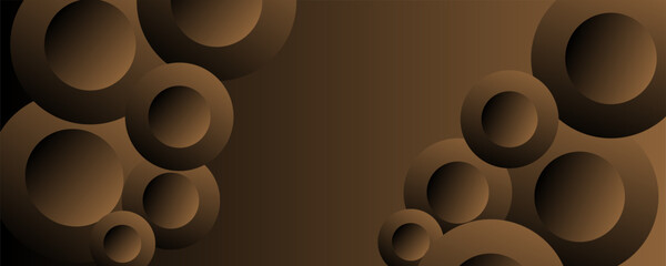 Tech geometric background with abstract golden and black circles. Vector banner design