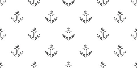 Anchor seamless pattern deer horn vector helm boat pirate maritime Nautical sea ocean tile background scarf isolated gift wrapping paper repeat wallpaper illustration design