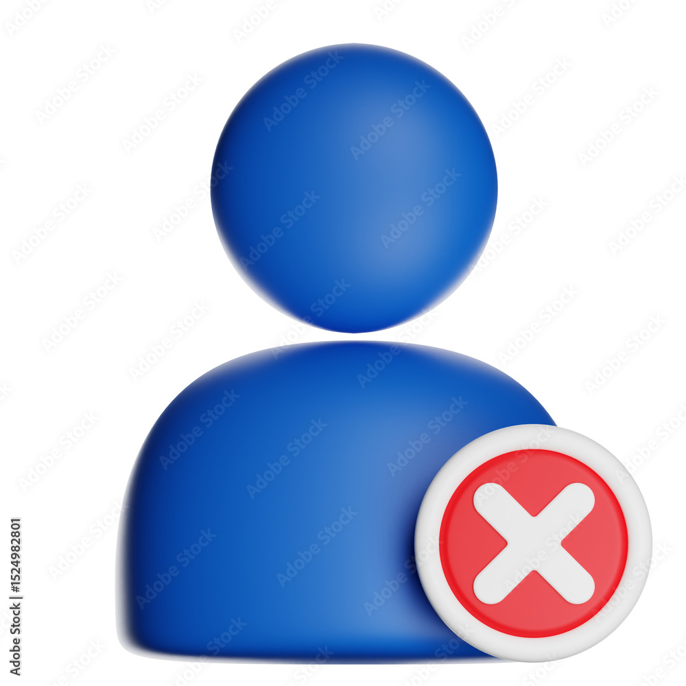 Aufkleber blue user icon is getting deleted with red cross mark on transparent background