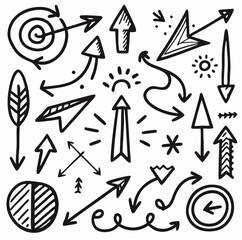 Hand-Drawn Arrow Icons: Doodle Style Vector Set