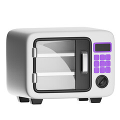 Modern microwave oven with open door and transparent background