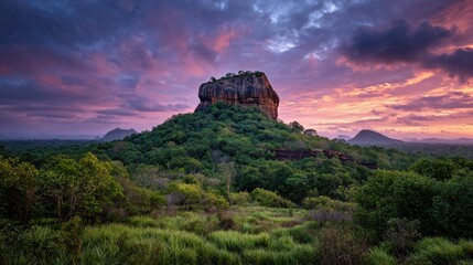 Obraz premium Majestic Sigiriya Rock Fortress a Natural Wonder in Sri Lanka