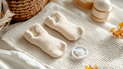 Cream knitted baby socks soft cozy newborn infant toddler footware