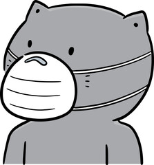 Illustration of cat wearing medical protective mask
