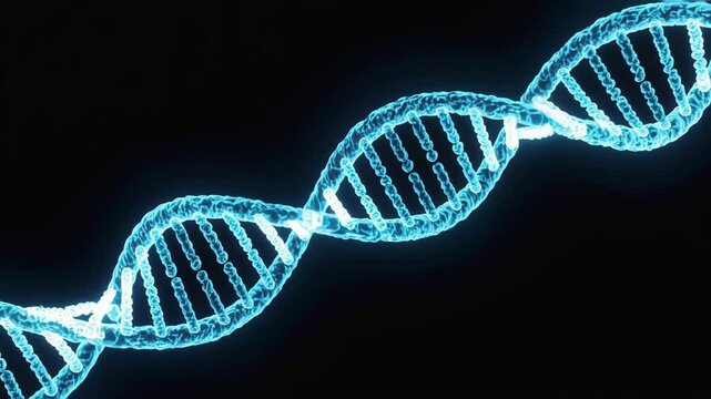 DNA Double Helix Rotating in Abstract Blue Space Animation