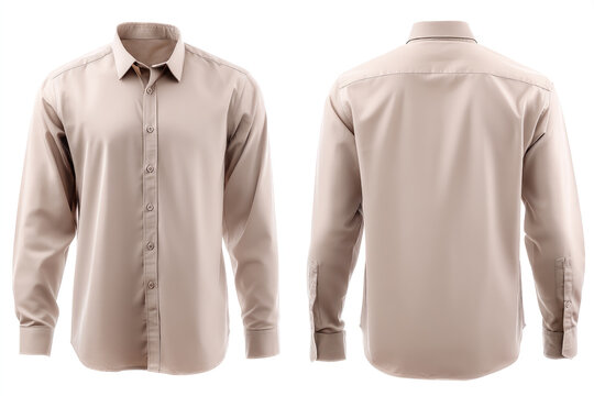 Beige shirt displays well. Front and back view isolated on white look clean