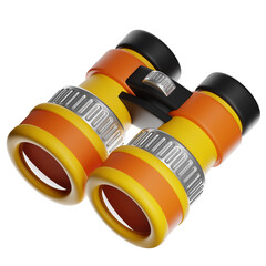 Yellow and orange binoculars isolated on transparent background