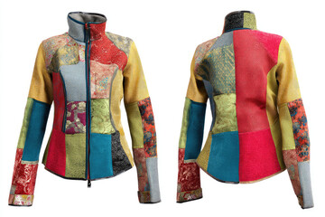 Colorful patchwork jacket, vibrant and unique fashion statement