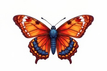 Obraz premium Detailed Illustration of a Beautiful Orange and Blue Butterfly