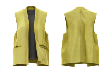 Stylish sleeveless jacket displayed open front and back, looks fashionable