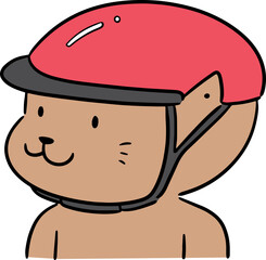 Illustration of cat wearing helmet
