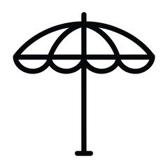 Beach Umbrella Icon, Vector, Illustration, Icon, Outline, Line Art, Silhouette, Logo, White Background.