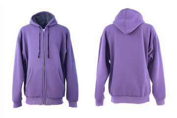 Stylish hooded jacket in purple shows front and back view, so versatile