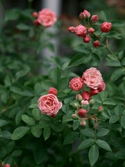 A bush of small pink roses. Photo 2