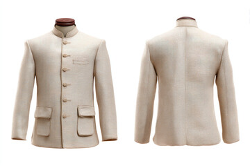 Classic jacket shown from front and back, radiating timeless style