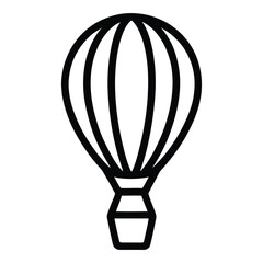 Hot Air Balloon Icon, Vector, Illustration, Icon, Outline, Line Art, Silhouette, Logo, White Background.