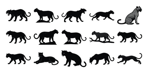 Tiger Silhouette Bundle – Wild Animal Vector Pack for Nature, Jungle, and Safari Themes