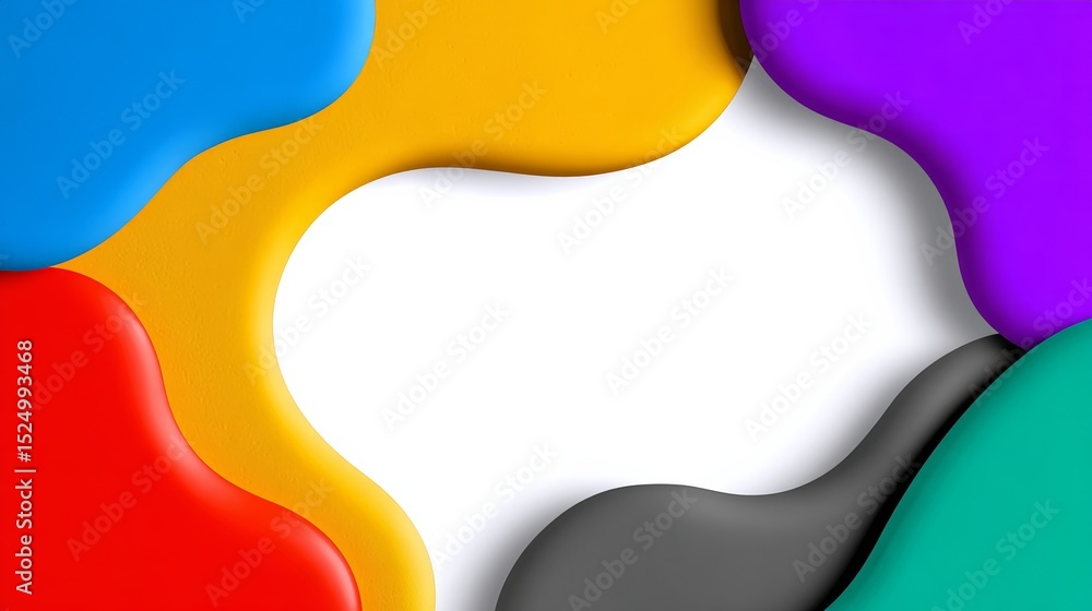 Poster colorful painting with a white background. the painting is a mix of different colors and shapes, cre