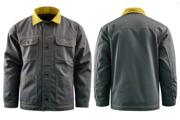 Durable chore jacket with yellow accents, looks ready for tough tasks