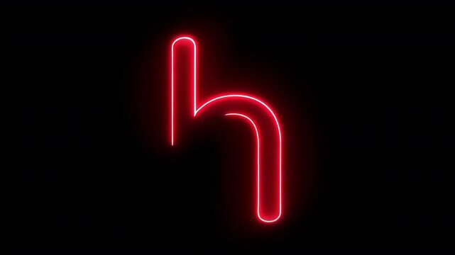 Animated glowing neon letter h in pink style