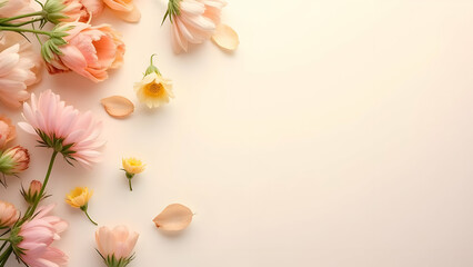 Scattered Flowers on Pastel Background