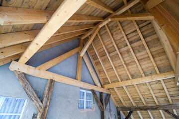Typical wooden structure in a house in Eguisheim