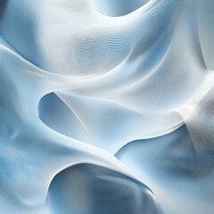 Abstract image of flowing, translucent fabric in shades of blue and white, creating a soft, ethereal effect
