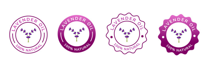 lavender oil natural label white and violet color. natural ingredient for cosmetic or beauty product.