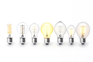 Diverse Vintage and Modern Light Bulb Collection in Row