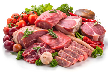 raw meat and vegetables