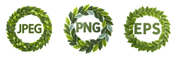 Set For Leaf wreaths forming file format names isolated on white