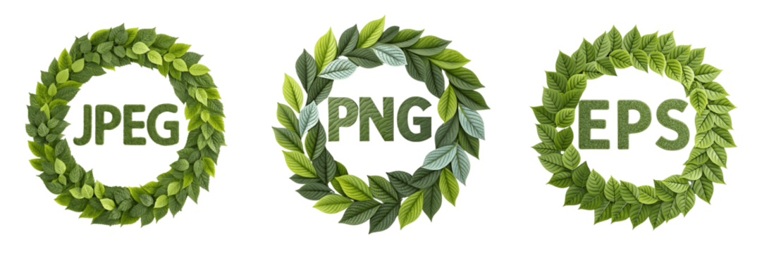Set For Leaf wreaths forming file format names isolated on white