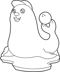 Seal Bowling Bowling ball Animal Vector Graphic Art Illustration