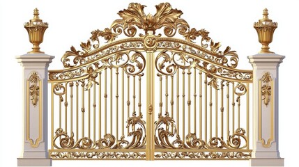 Intricate digital illustration of the pearly gates of heaven.