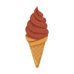 Soft serve ice cream cone with rich chocolate flavor in a cone