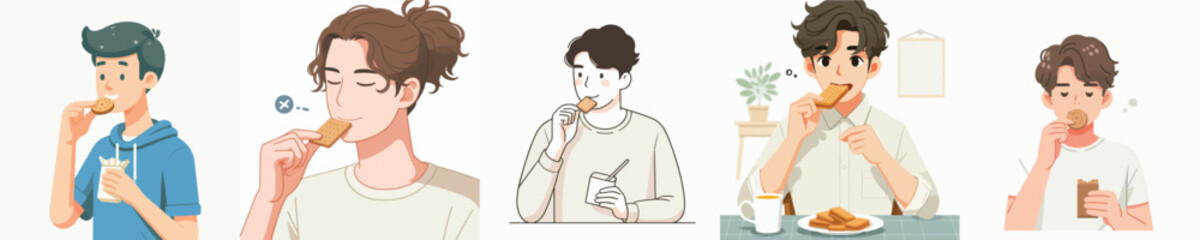 vector character eating biscuits