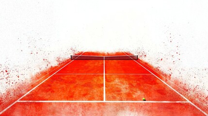 Roland Garros tennis court set against a striking white background.