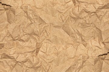 Realistic Crumpled Torn Brown Paper Textured Background for Creative Project.