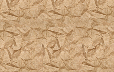 Realistic Crumpled Torn Brown Paper Textured Background for Creative Project.
