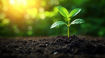 Fototapeta premium Young sprout in fertile earth